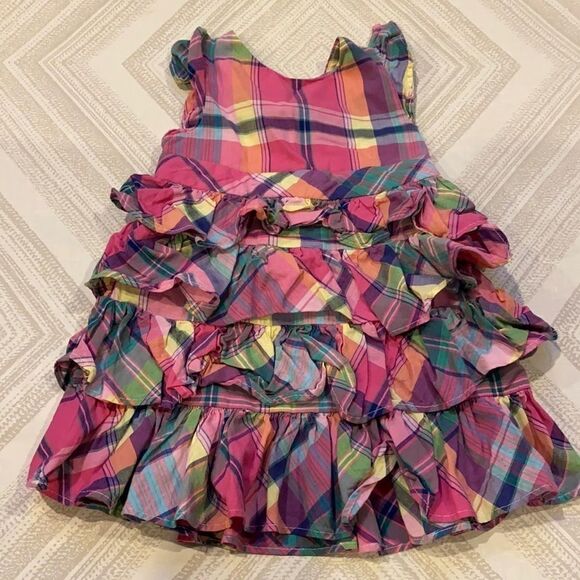 Ralph Lauren Baby Colored Plaid Ruffled Dress - Picture 1 of 6